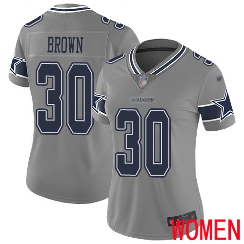 Women Dallas Cowboys Limited Gray Anthony Brown #30 Inverted Legend NFL Jersey->women nfl jersey->Women Jersey